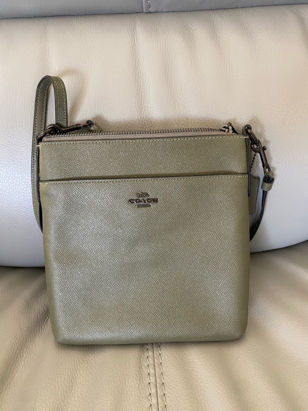 Coach Olive Green Pebbled Leather Crossbody